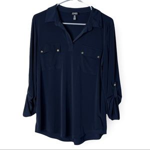 Like New Jones of New York Navy Blouse Size Large